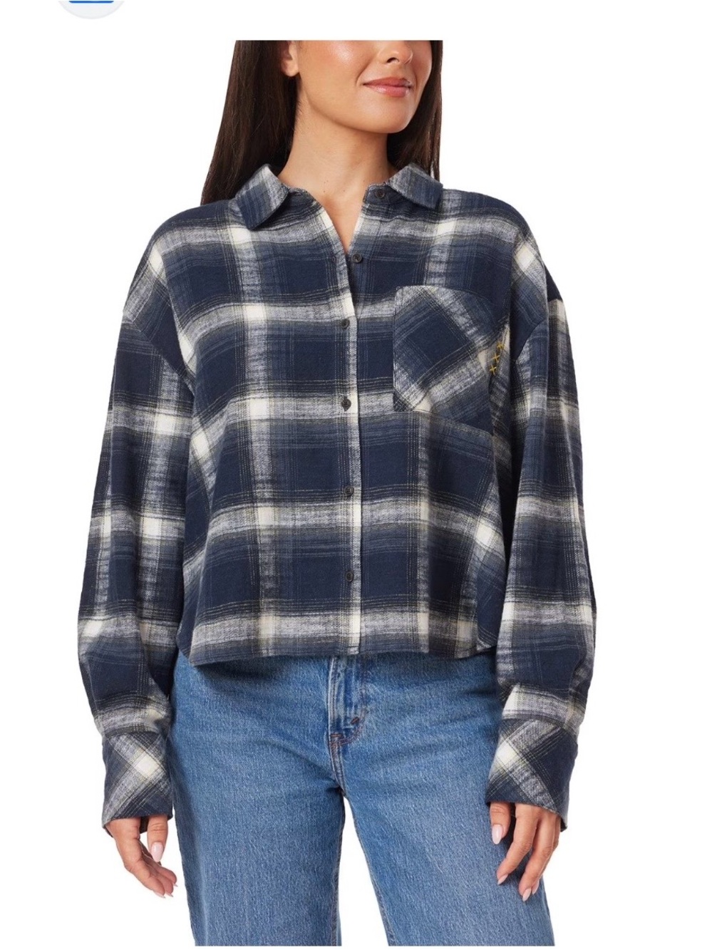 Scotch & Soda Navy and White Plaid Button-Down Shirt